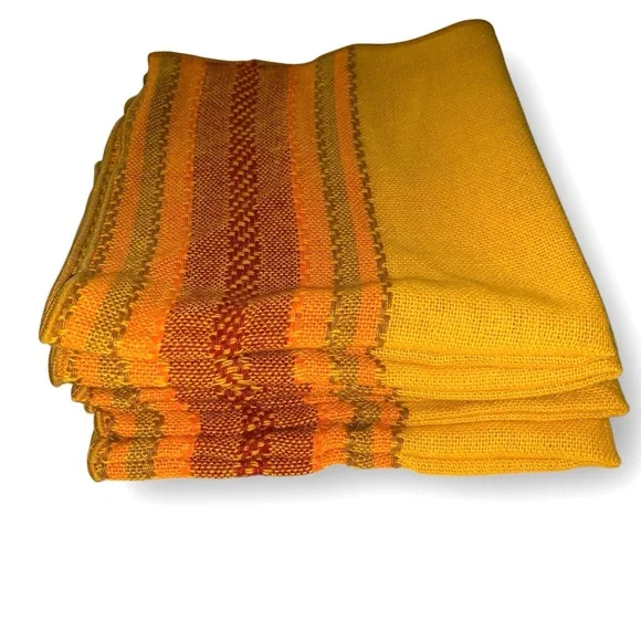 v i n t a g e :: Vibrant Woven Table Cloth 6 Napkin Set MCM Boho - Picture 6 of 16